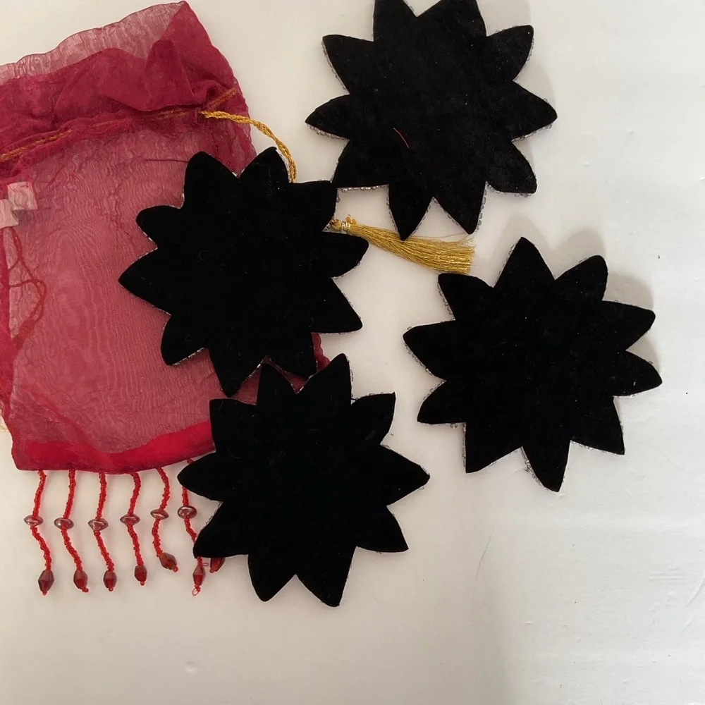 NWOT Red beaded poinsettia coasters